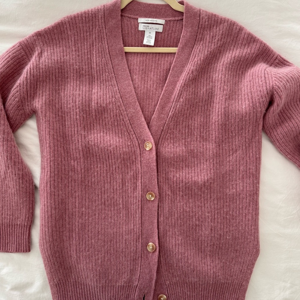 Nordstrom Mauve Pink 100% Cashmere Cardigan